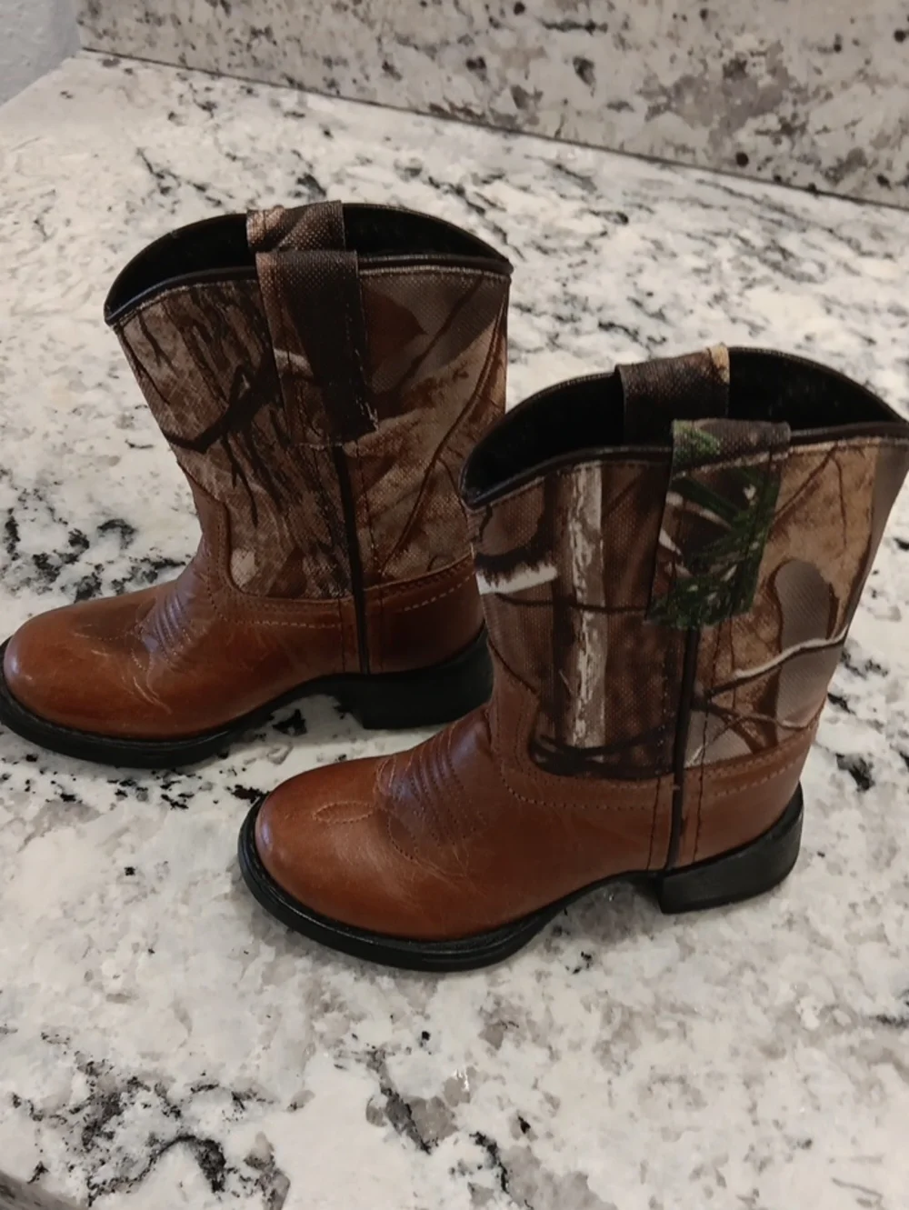 Old West Kids Brown Camo Western Boots